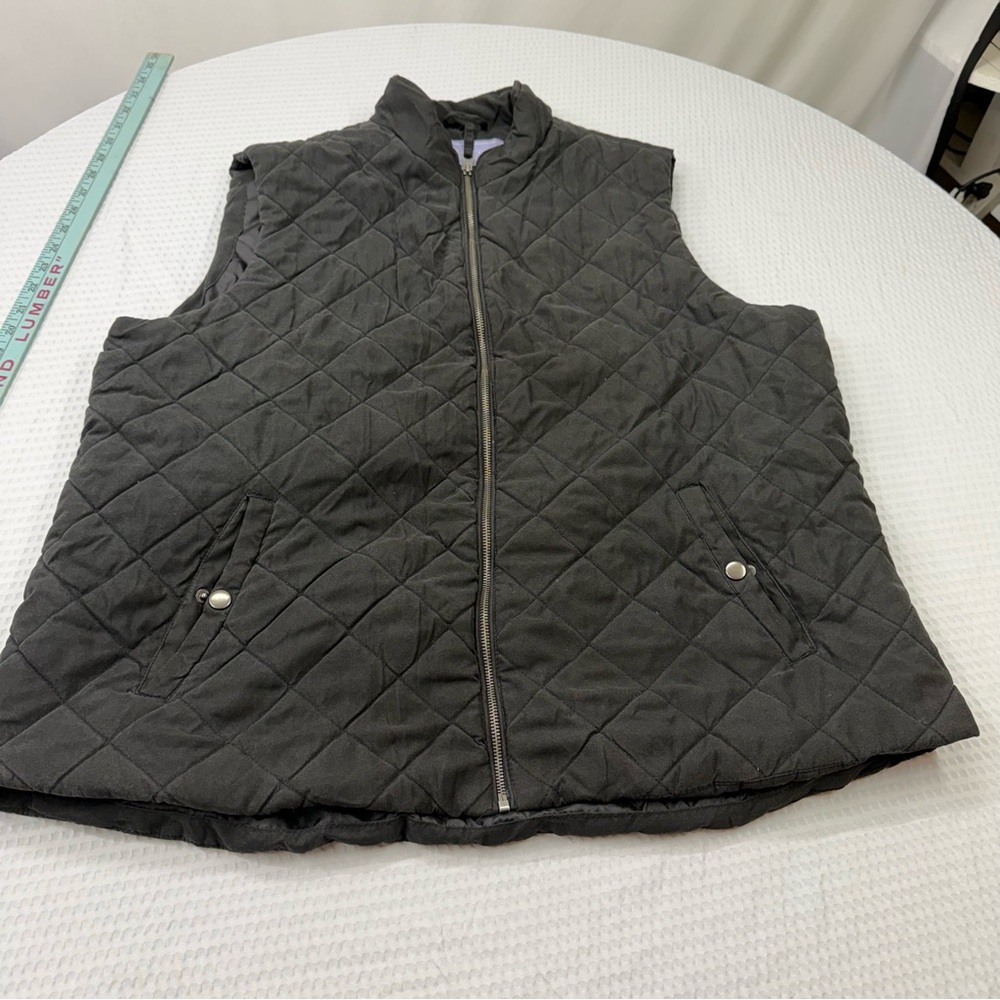 Laura Scott Black Quilted Vest - Zip Front